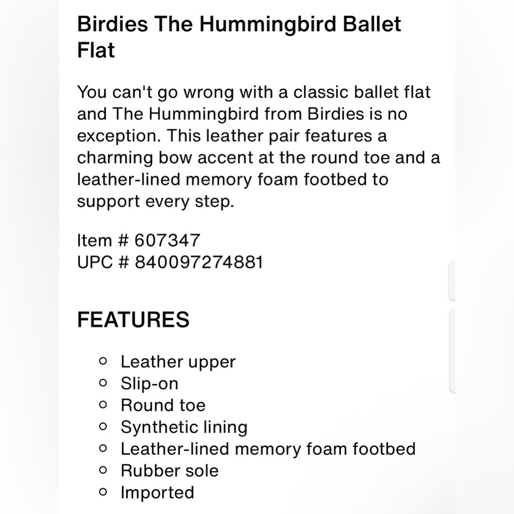 NWOT Birdies The Hummingbird Ballet Flats Black Noir Leather Size 12 - Picture 12 of 12